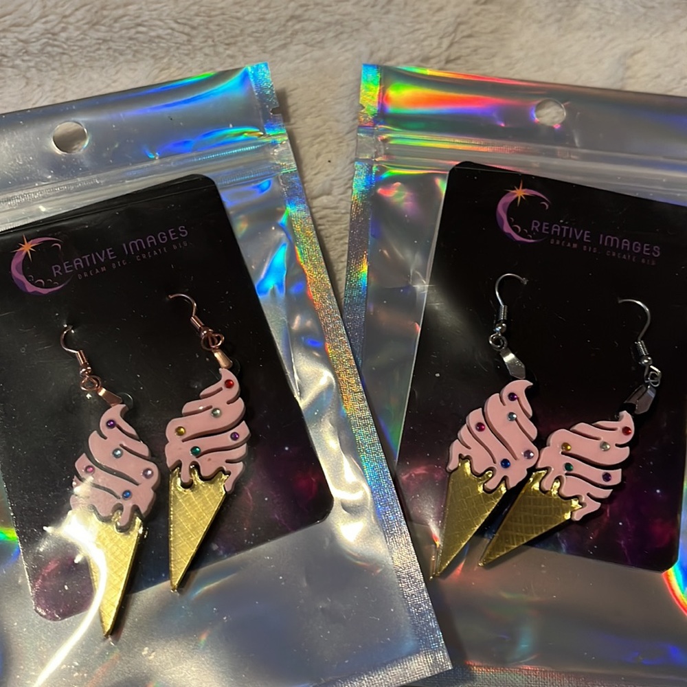 Laser Cut Ice Cream Earrings